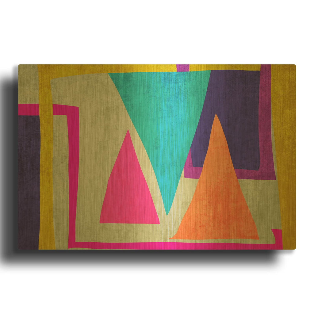 'Bold Colors Geometric Abstract 1' By Irena Orlov Gold Metal Wall Art