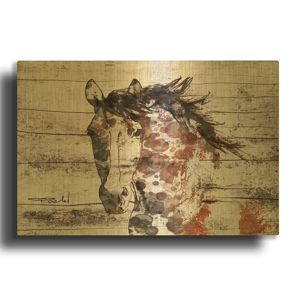 'Gorgeous Bay Horse' By Irena Orlov Gold Metal Wall Art