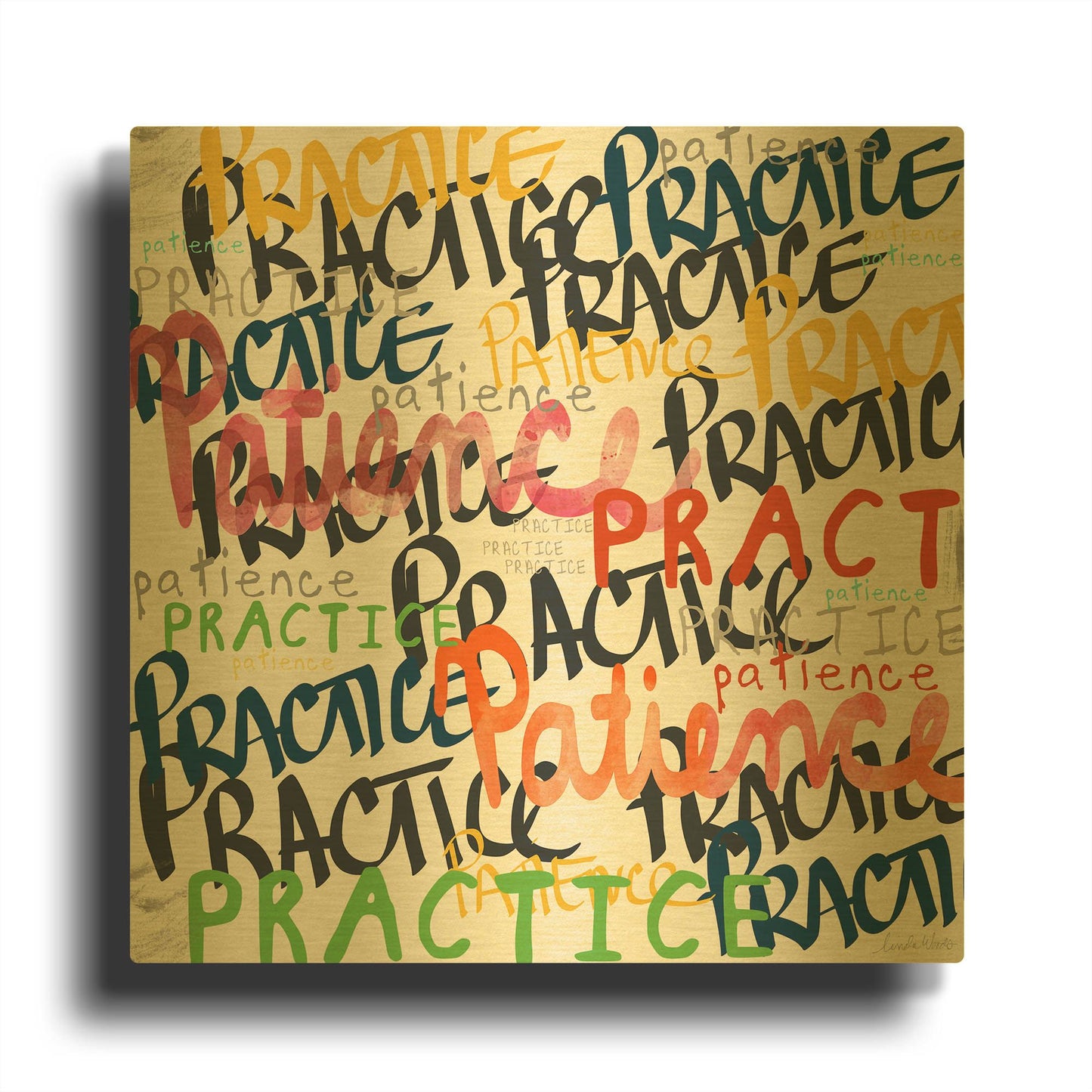 'Patience' By Linda Woods Gold Metal Wall Art