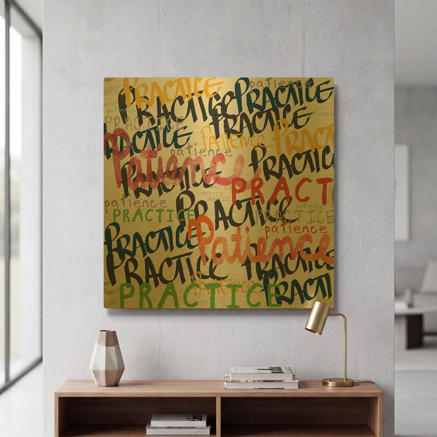 'Patience' By Linda Woods Gold Metal Wall Art
