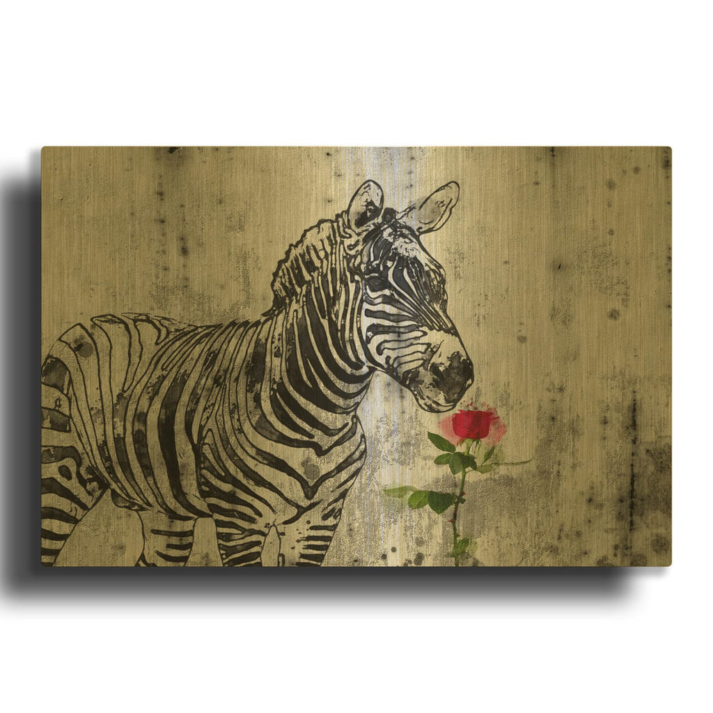 'Rustic Zeebra 2' By Irena Orlov Gold Metal Wall Art