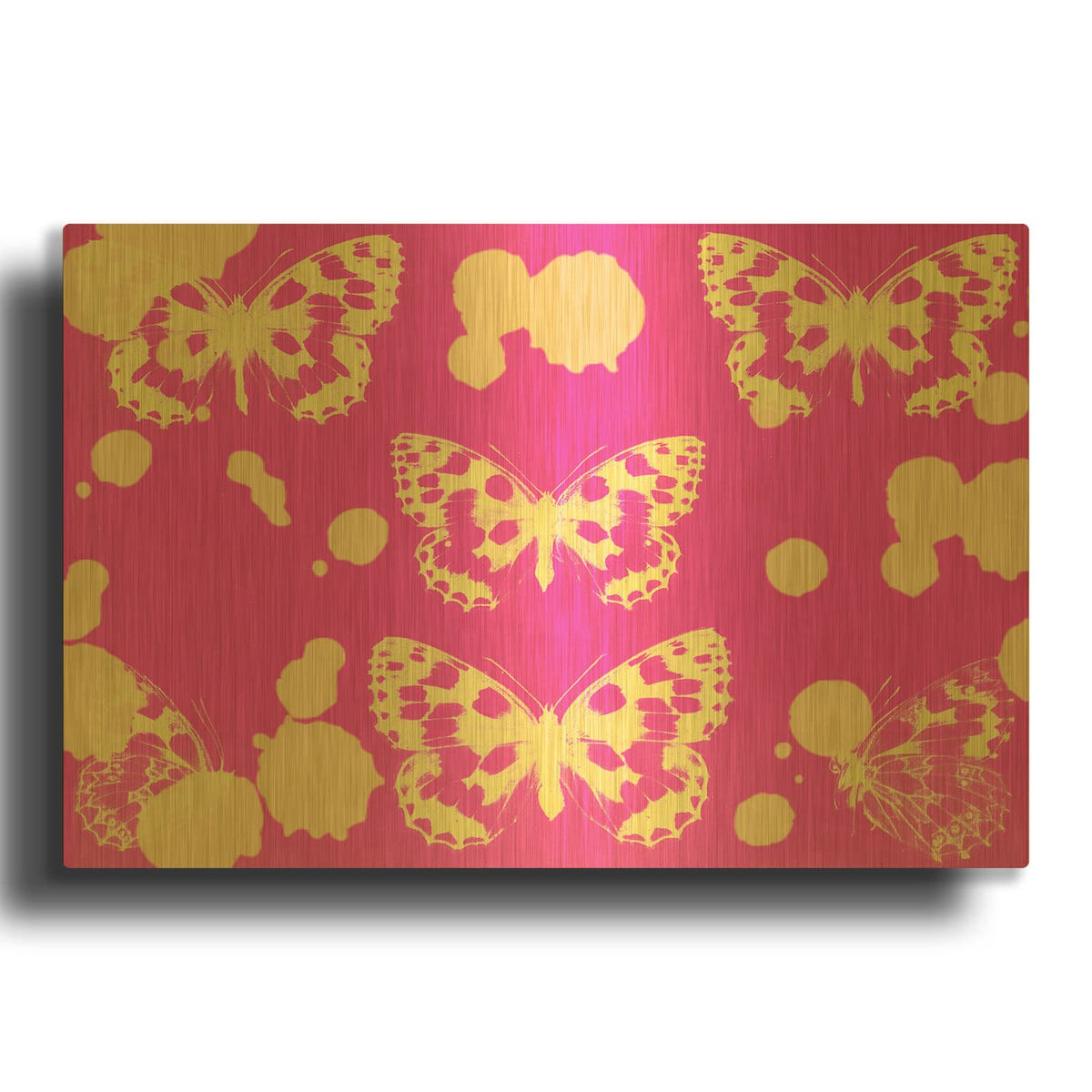 'The Butterfly Pink Relaxed 3' By Irena Orlov Gold Metal Wall Art
