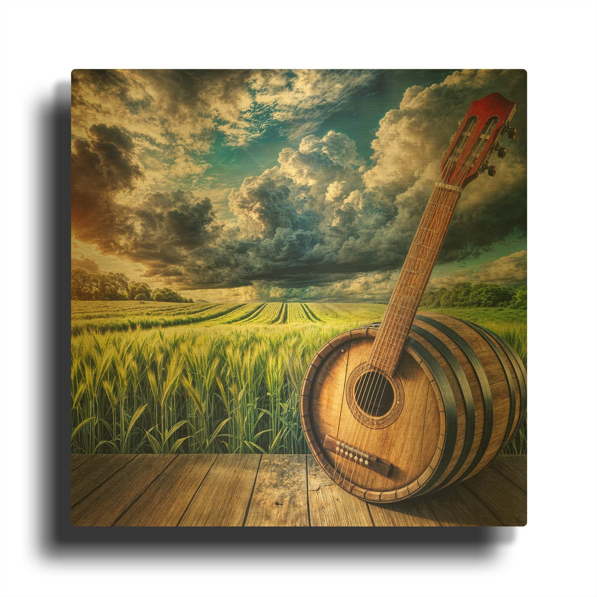 'Country Music' By Rey Klimt Gold Metal Wall Art