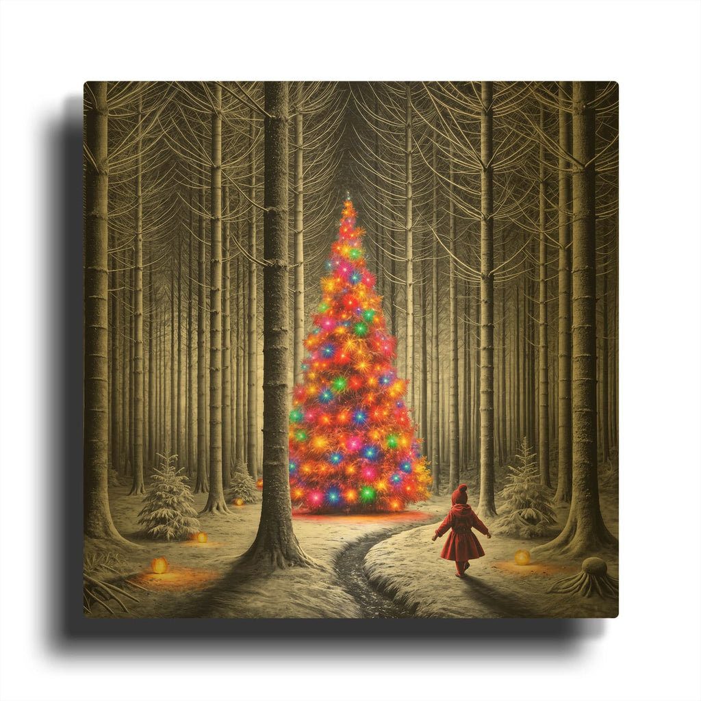 'Dramatic Christmas Forest' By Rey Klimt Gold Metal Wall Art
