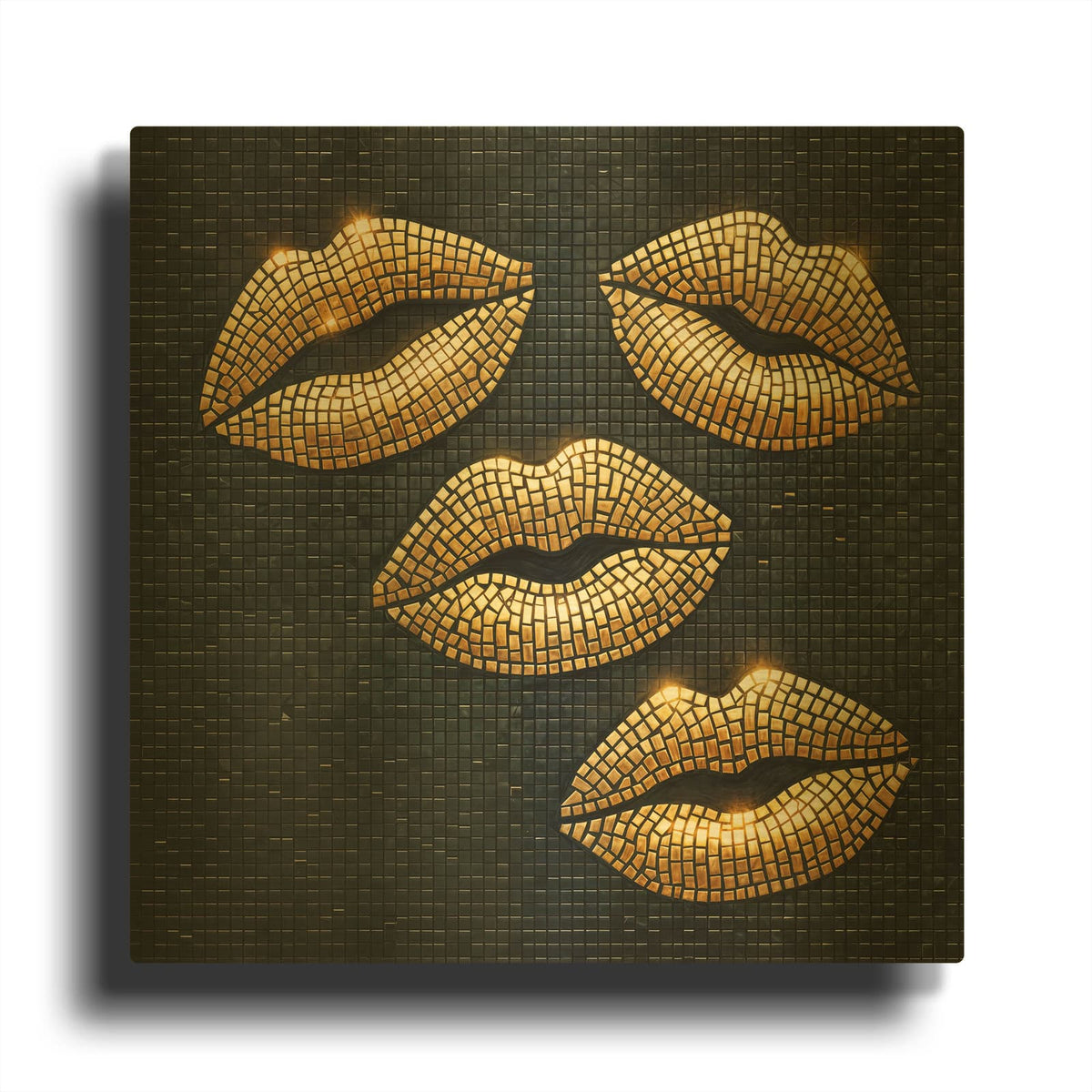 'Gold Kisses Mosaic' By Rey Klimt Gold Metal Wall Art