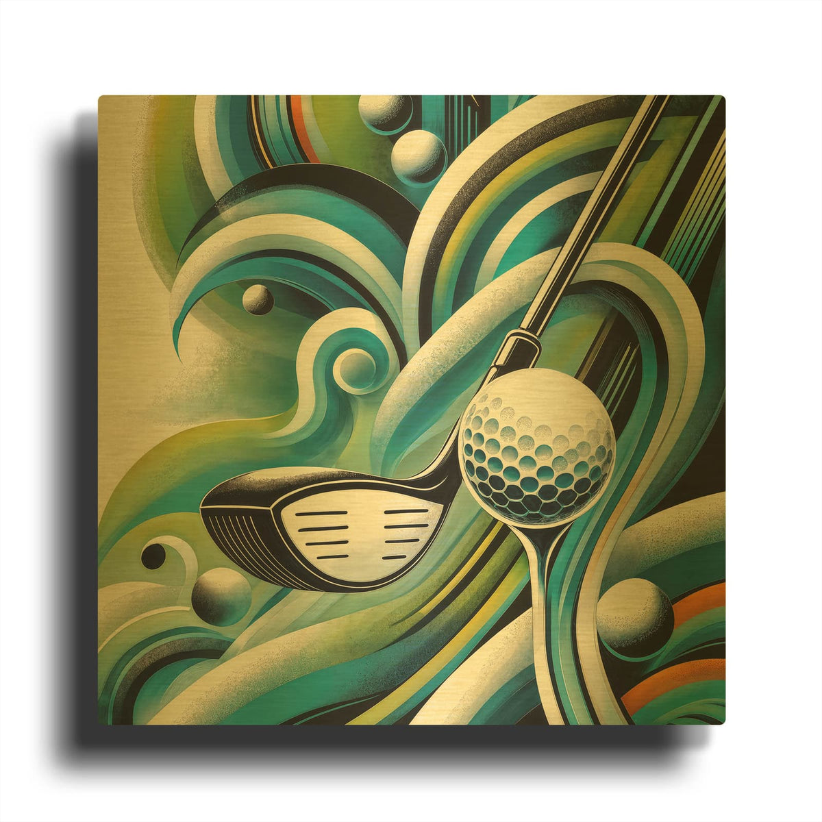 'Golf Abstract' By Rey Klimt Gold Metal Wall Art