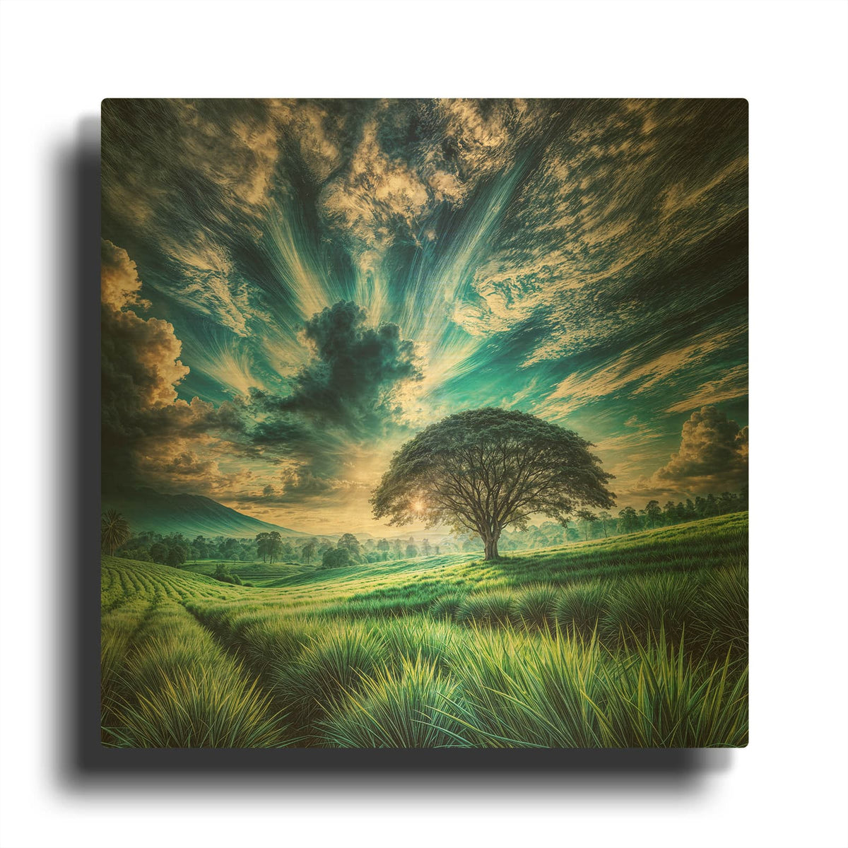 'Greenfield Landscape' By Rey Klimt Gold Metal Wall Art