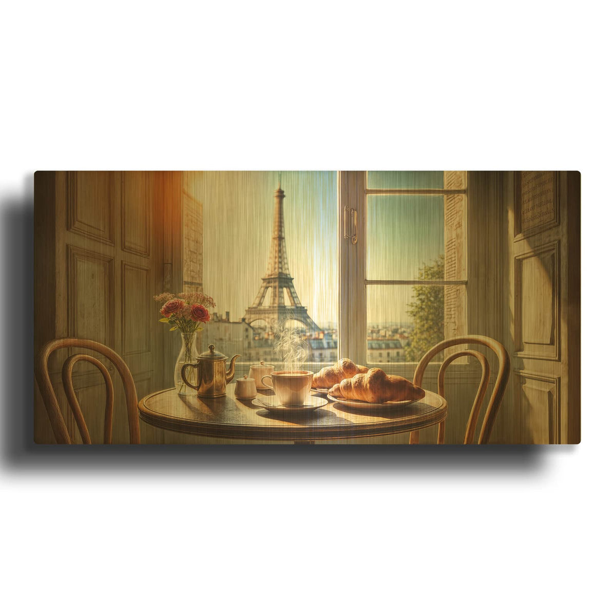 'Morning Coffee In Paris' By Rey Klimt Gold Metal Wall Art