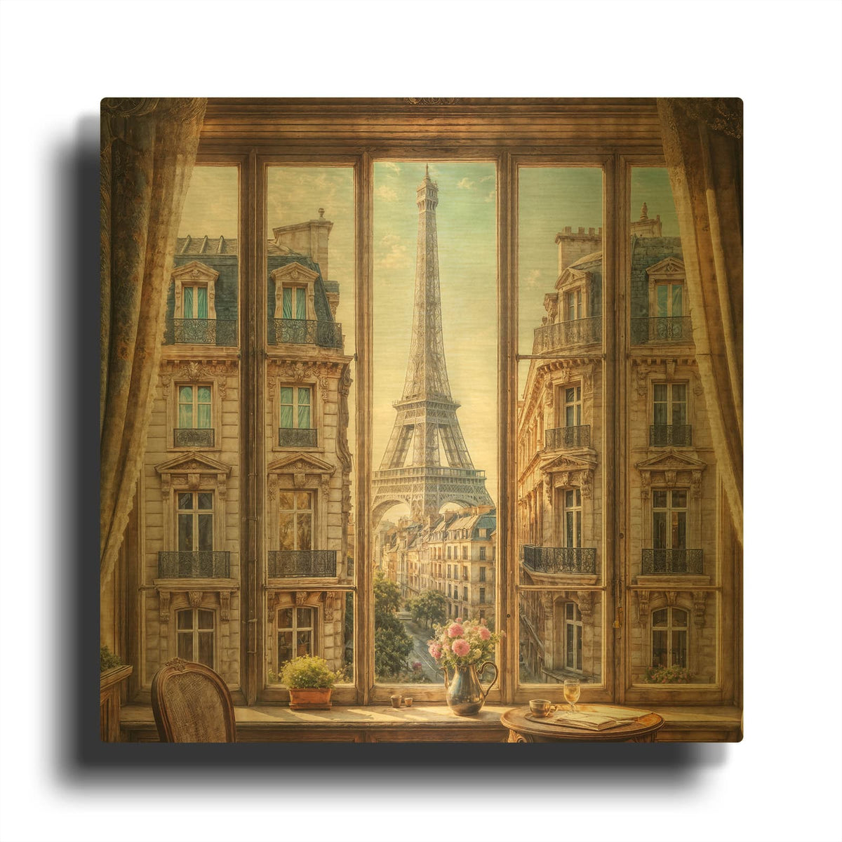 'Parisien View' By Rey Klimt Gold Metal Wall Art