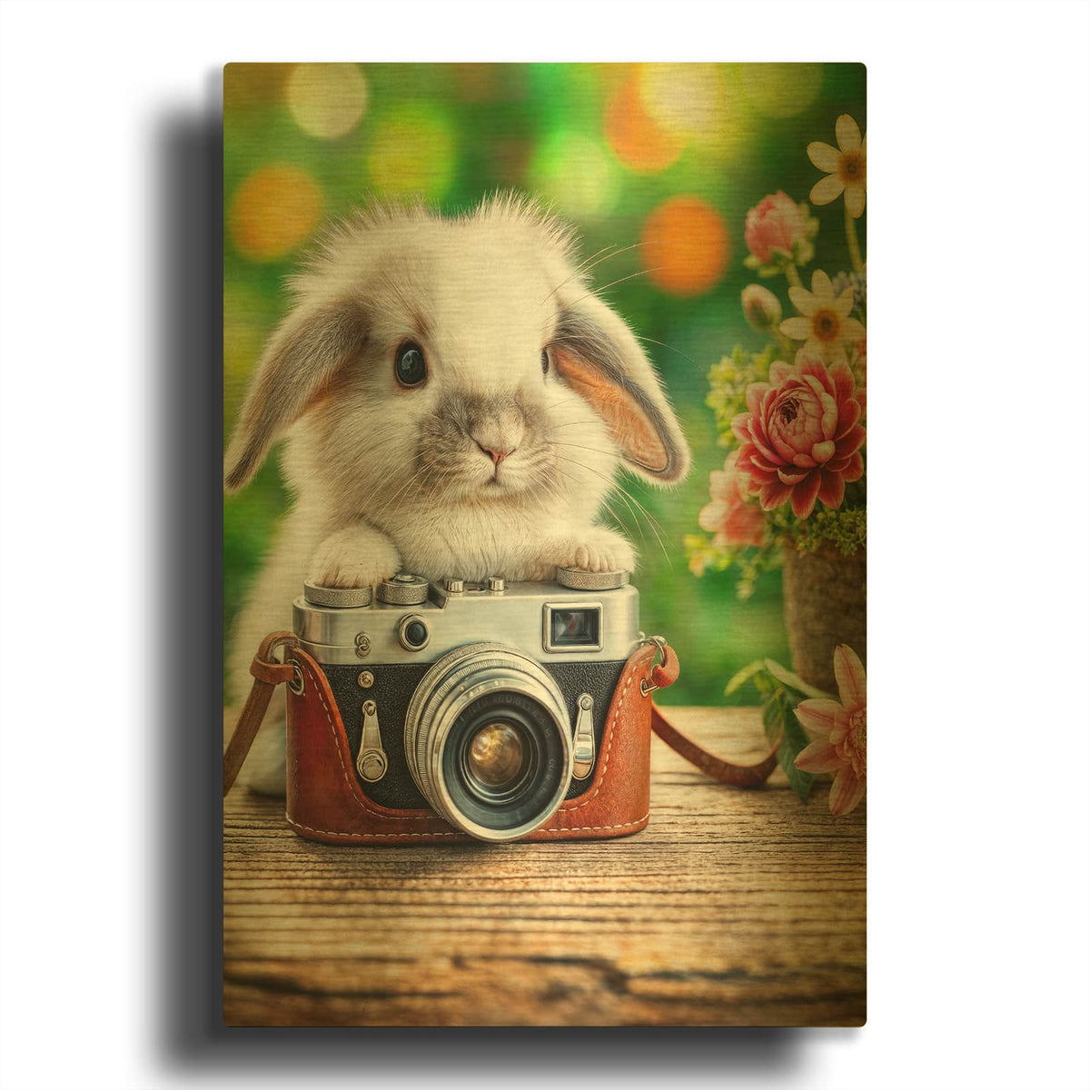 'Smile For Bunny' By Rey Klimt Gold Metal Wall Art