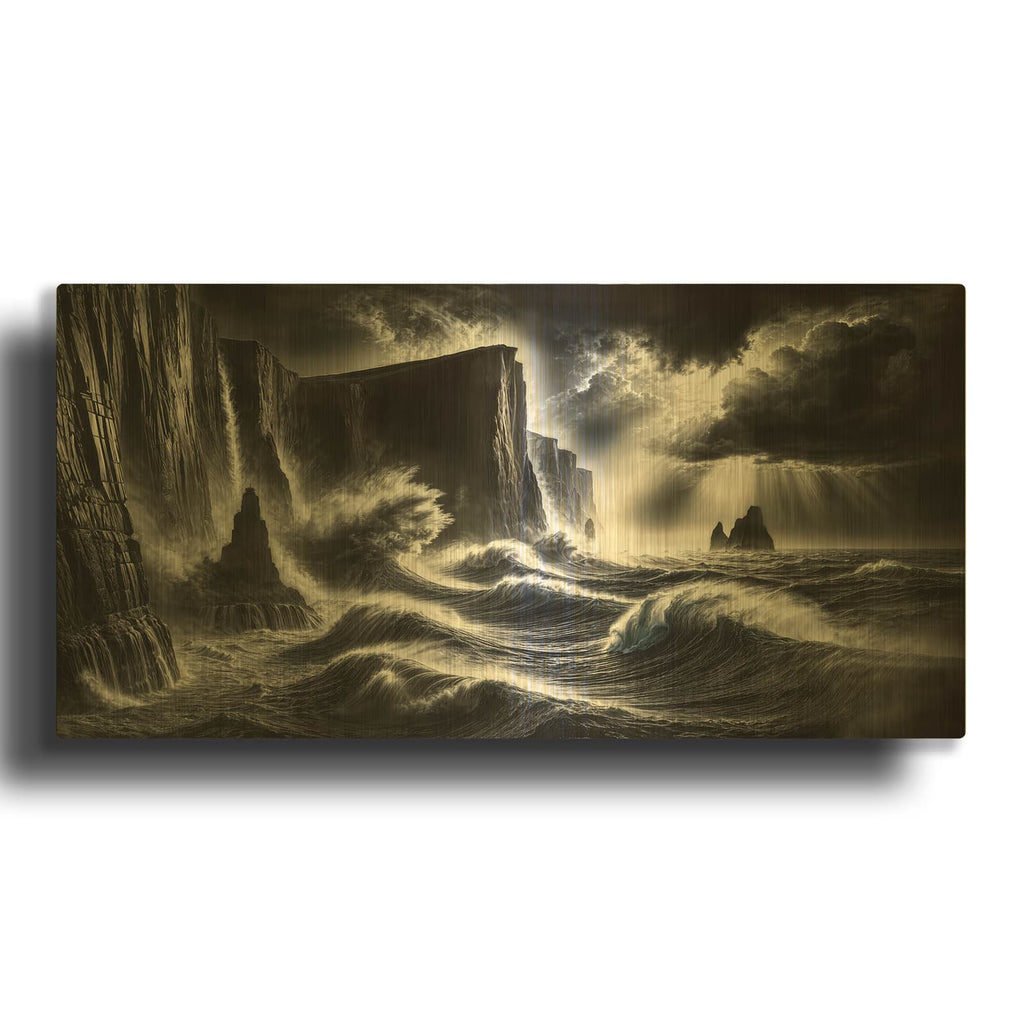 'Storm B&W' By Rey Klimt Gold Metal Wall Art