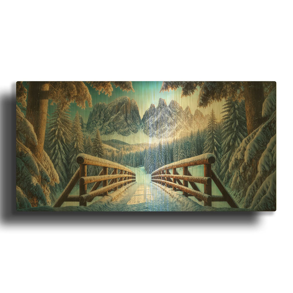 'Winter Walk Landscape' By Rey Klimt Gold Metal Wall Art