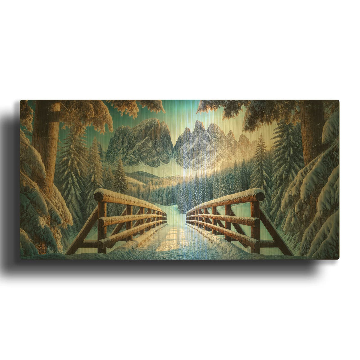 'Winter Walk Landscape' By Rey Klimt Gold Metal Wall Art