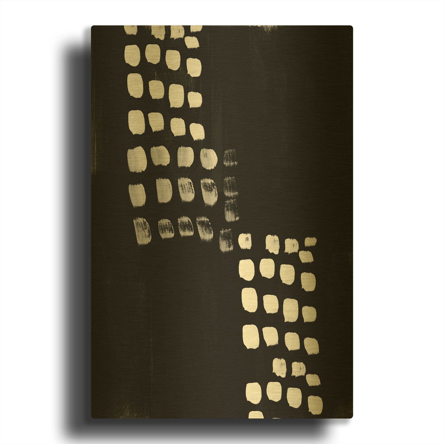 'Black and White Abstract' By Linda Woods Gold Metal Wall Art