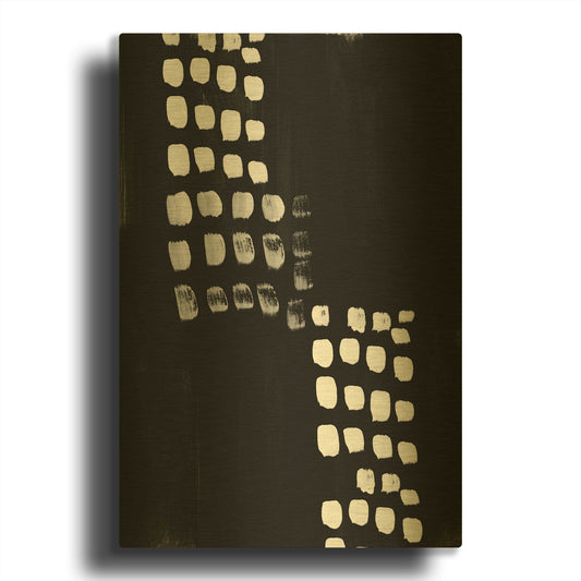 'Black and White Abstract' By Linda Woods Gold Metal Wall Art