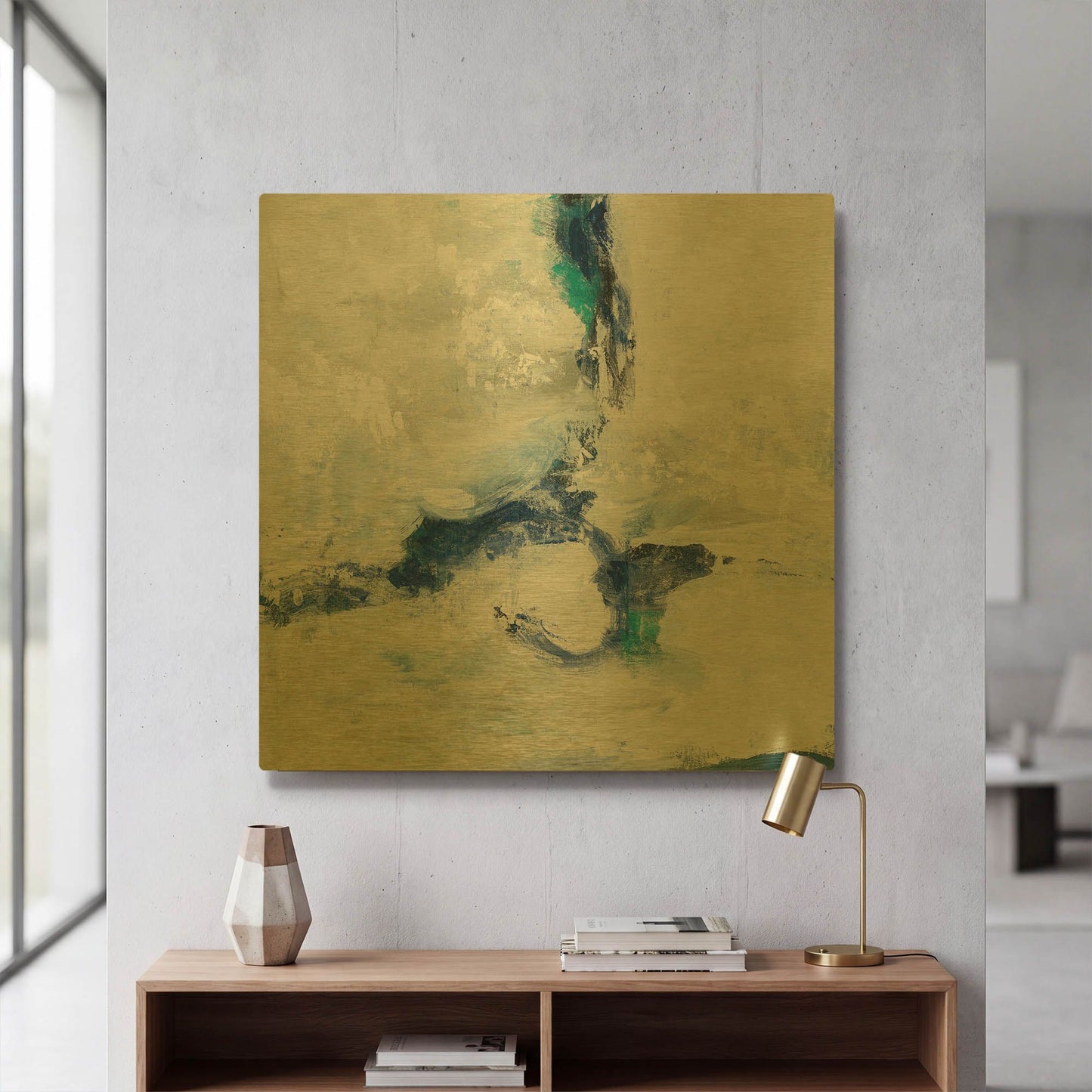 'White And Blue' By Silvia Vassileva Gold Metal Wall Art