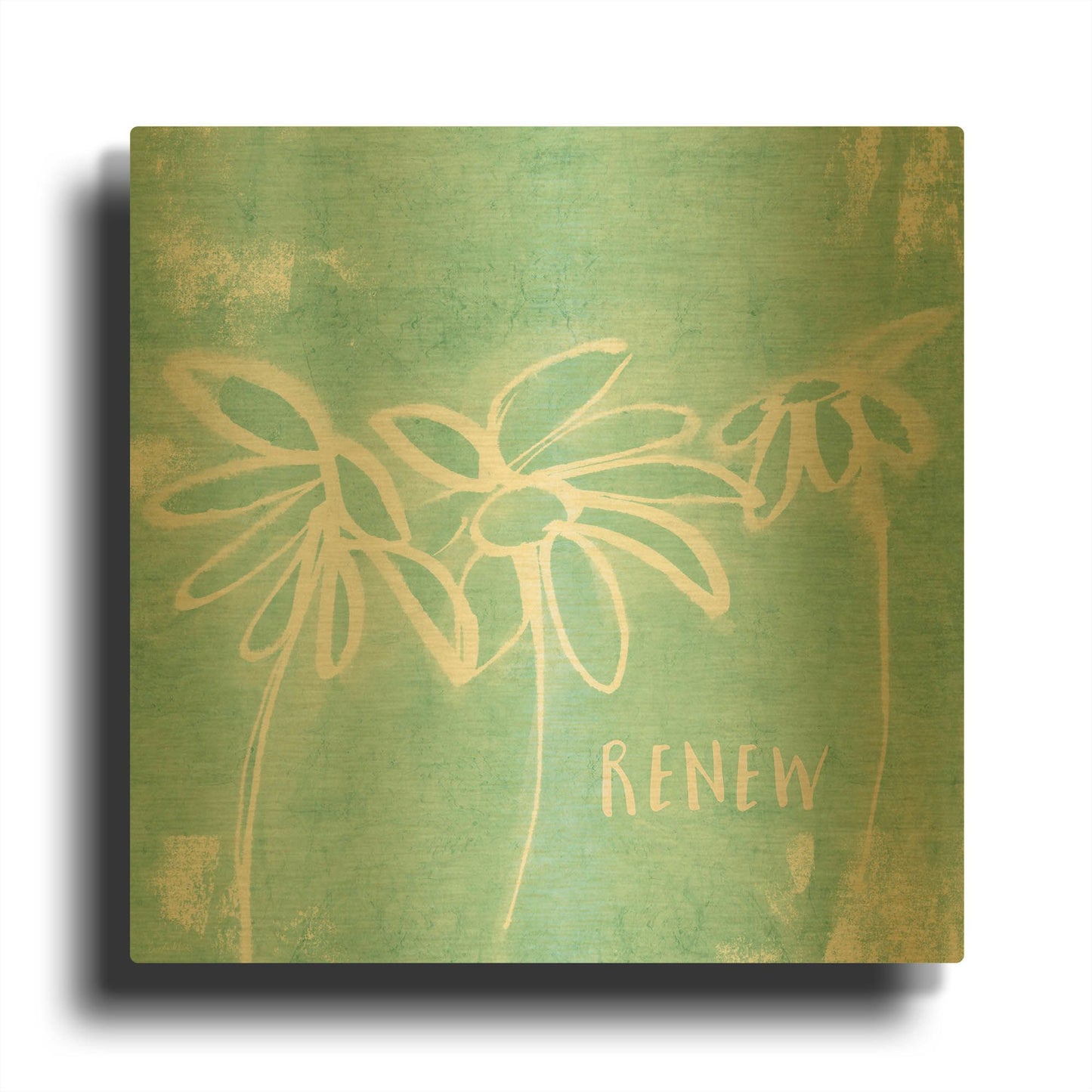 'Renew Mint' By Linda Woods Gold Metal Wall Art