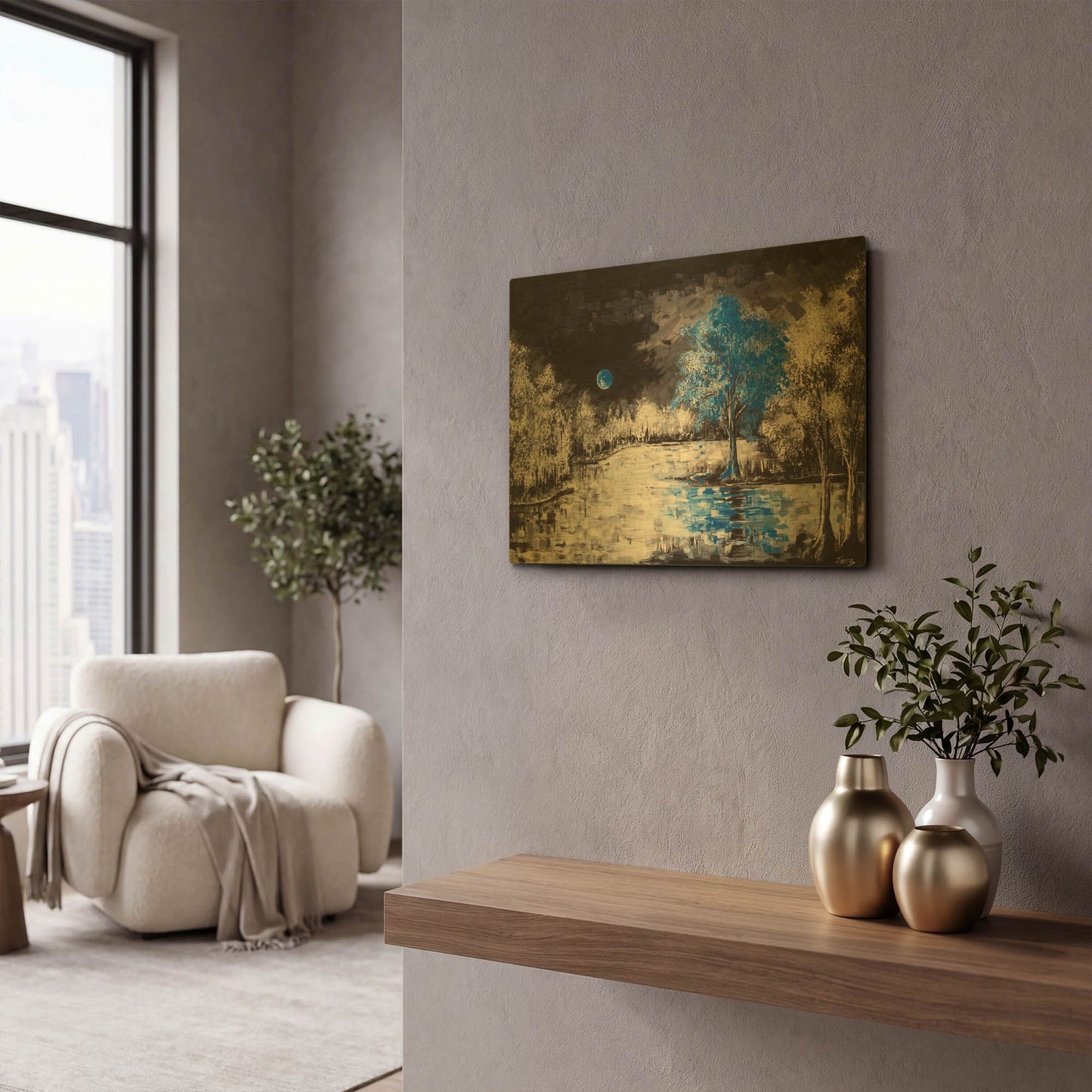 'Blue Moon' By LUXE Gold Metal Wall Art