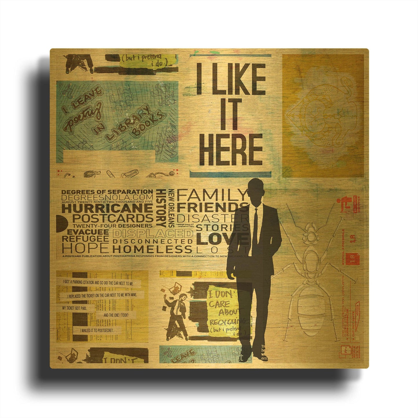 'I Like It Here' By DB Waterman Gold Metal Wall Art