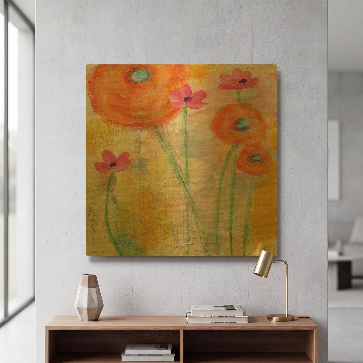 'With The Breeze' By Linda Woods Gold Metal Wall Art