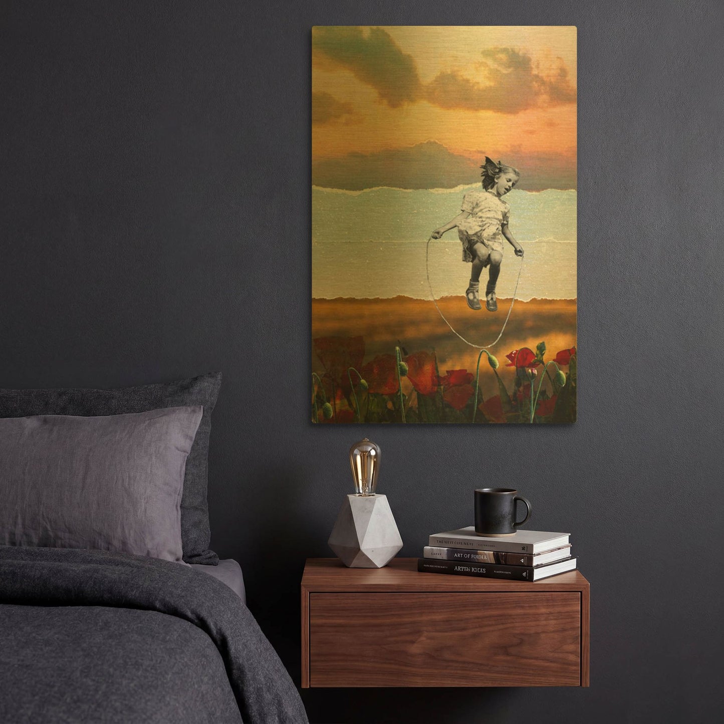 'Poppies' By DB Waterman Gold Metal Wall Art