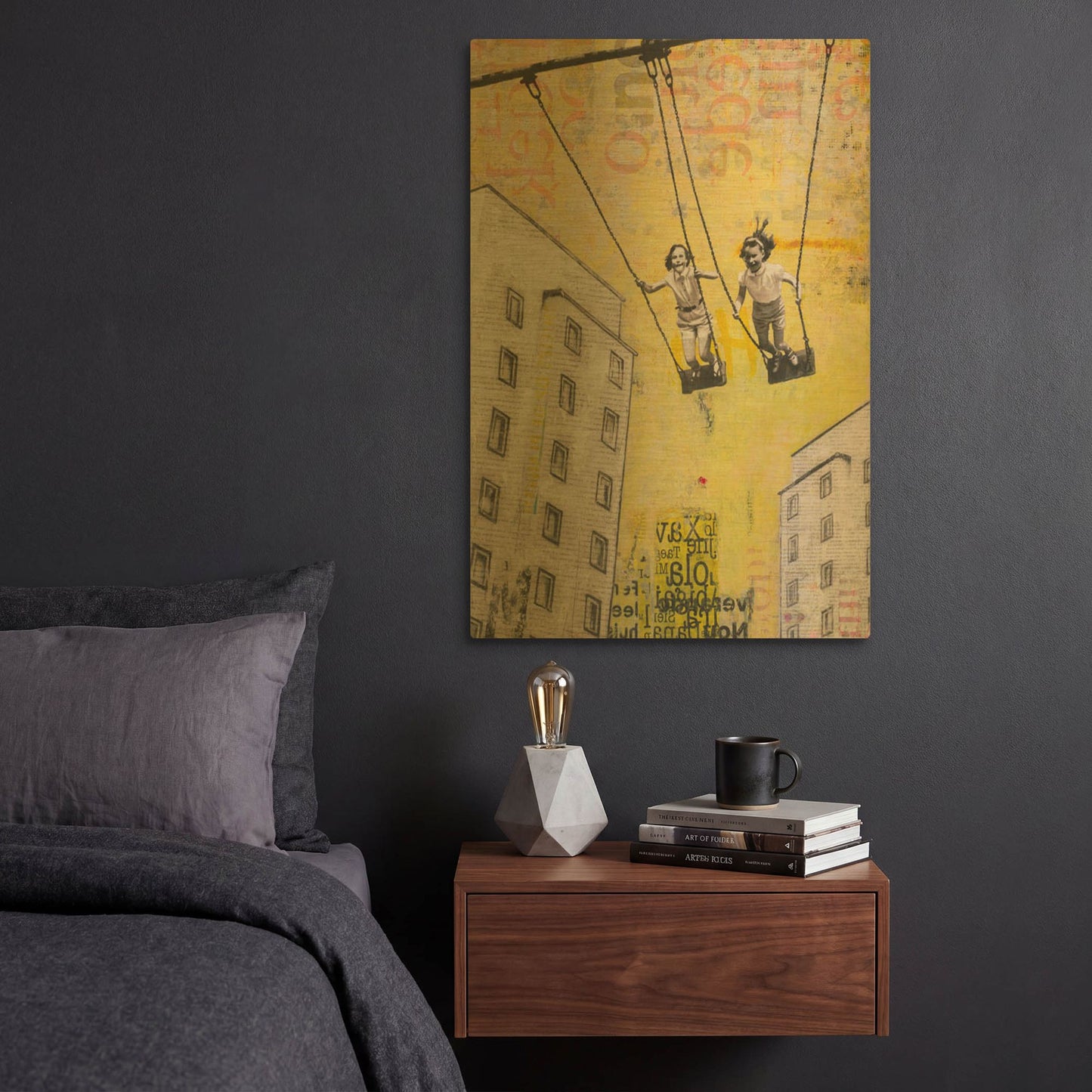 'Sunday Swing' By DB Waterman Gold Metal Wall Art