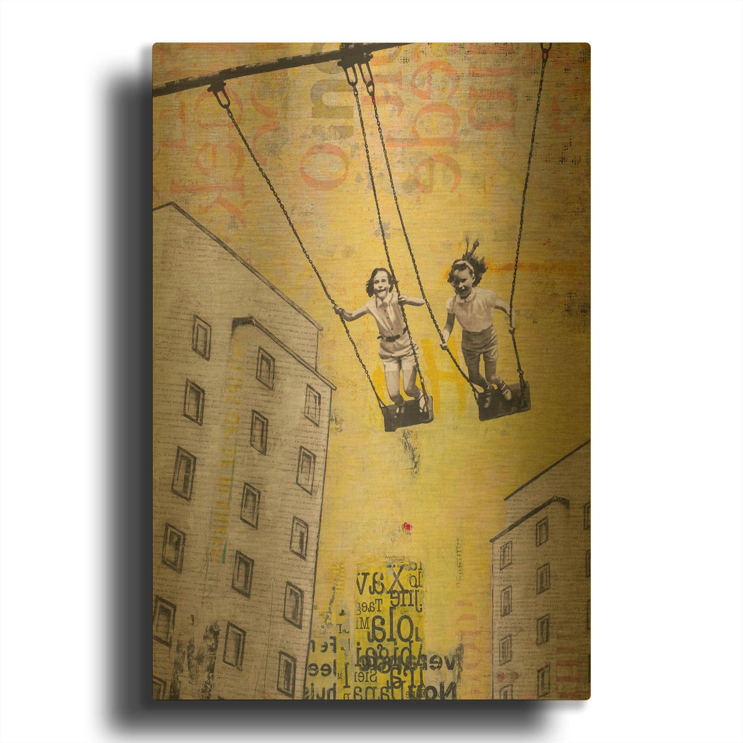 'Sunday Swing' By DB Waterman Gold Metal Wall Art