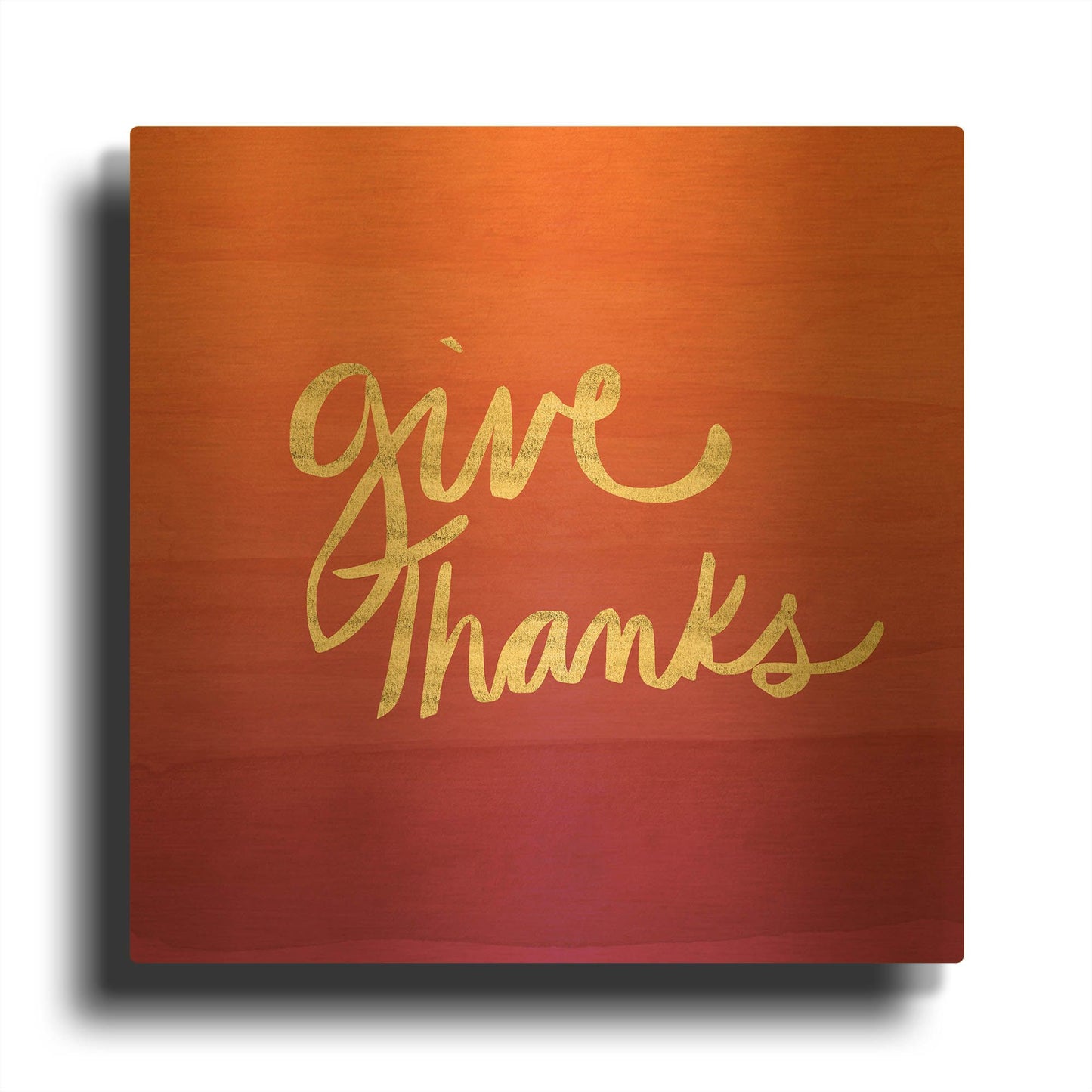 'Give Thanks' By Linda Woods Gold Metal Wall Art