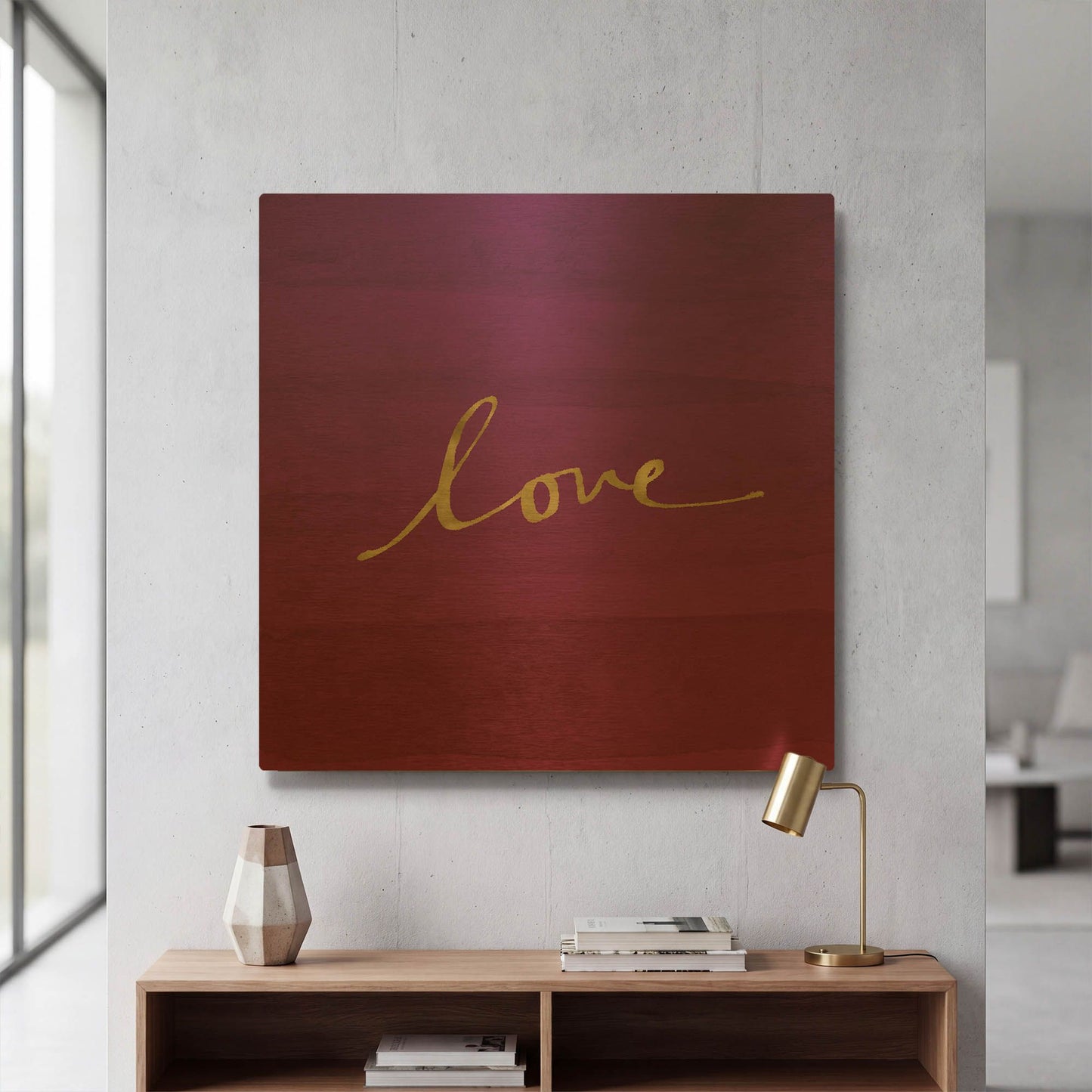 'Love' By Linda Woods Gold Metal Wall Art