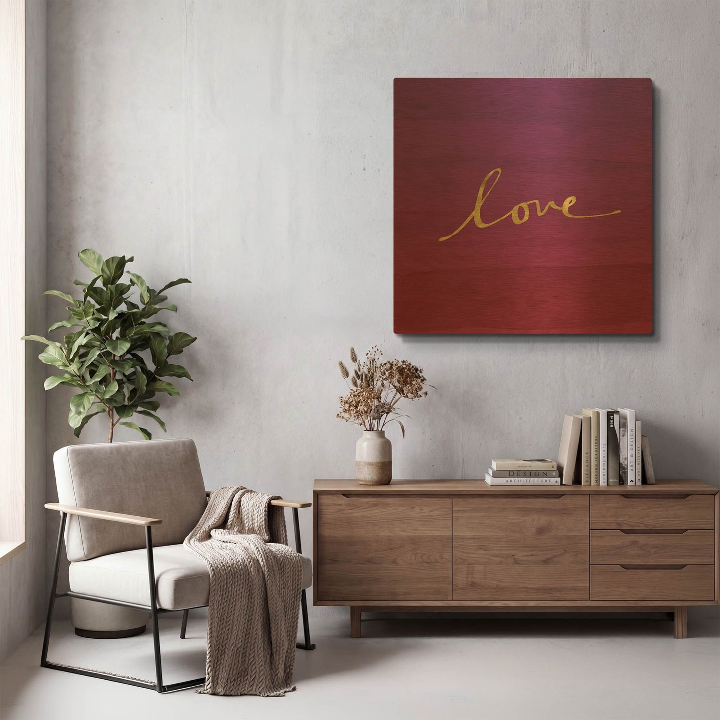 'Love' By Linda Woods Gold Metal Wall Art