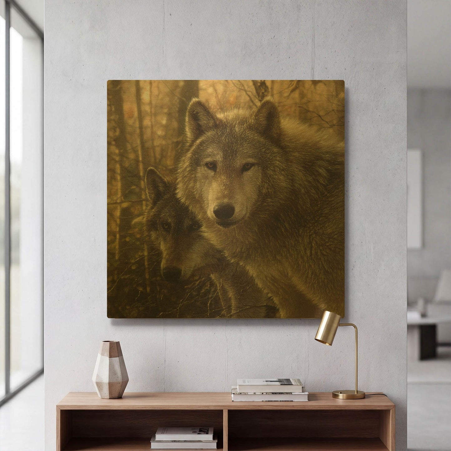 'Wood Land Companions' By Collin Bogle Gold Metal Wall Art