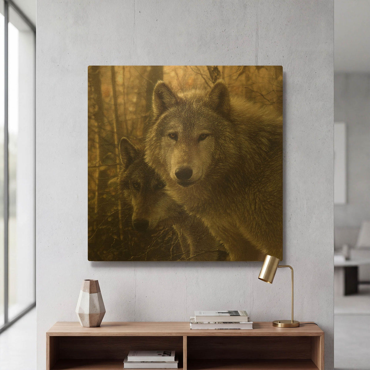 'Wood Land Companions' By Collin Bogle Gold Metal Wall Art