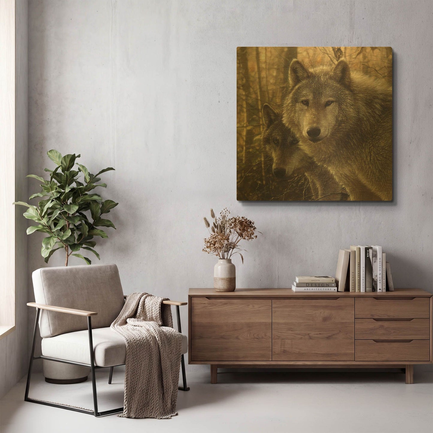 'Wood Land Companions' By Collin Bogle Gold Metal Wall Art