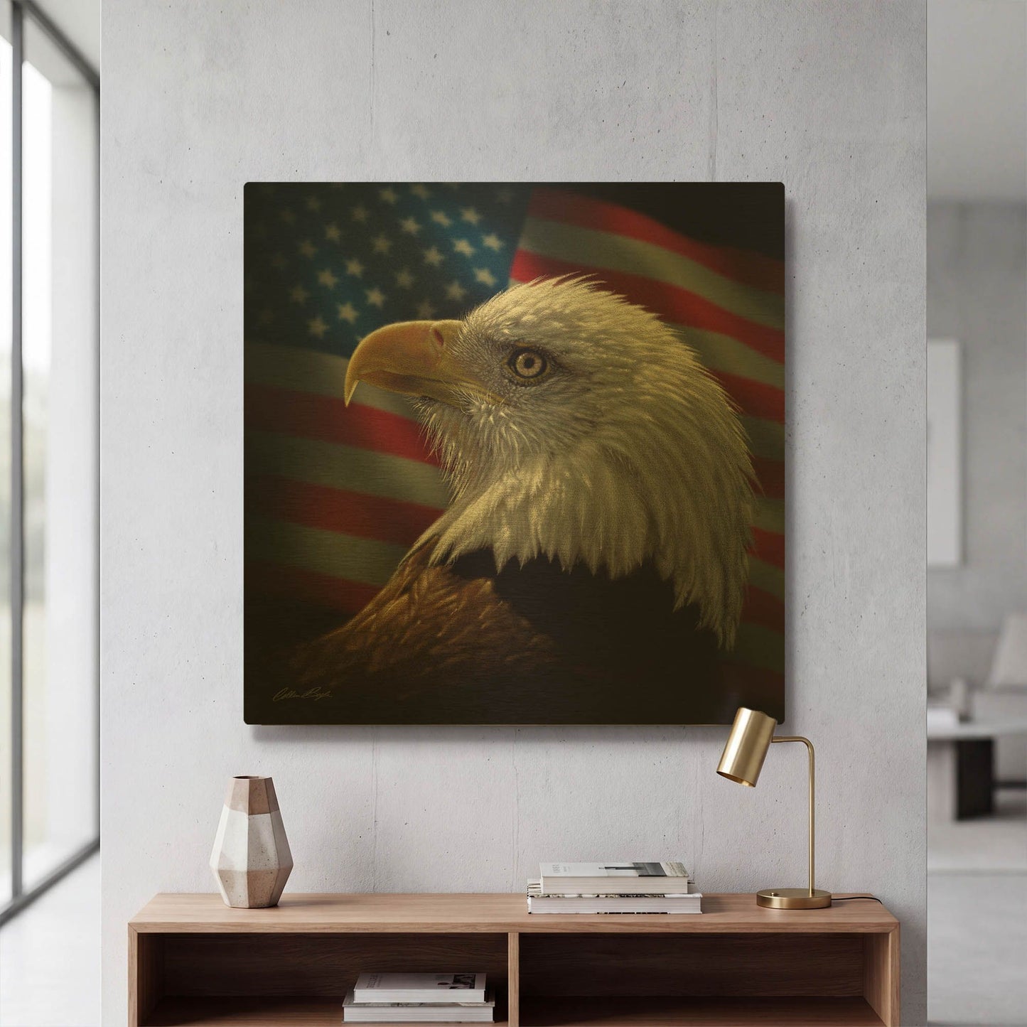 'American Bald Eagle' By Collin Bogle Gold Metal Wall Art