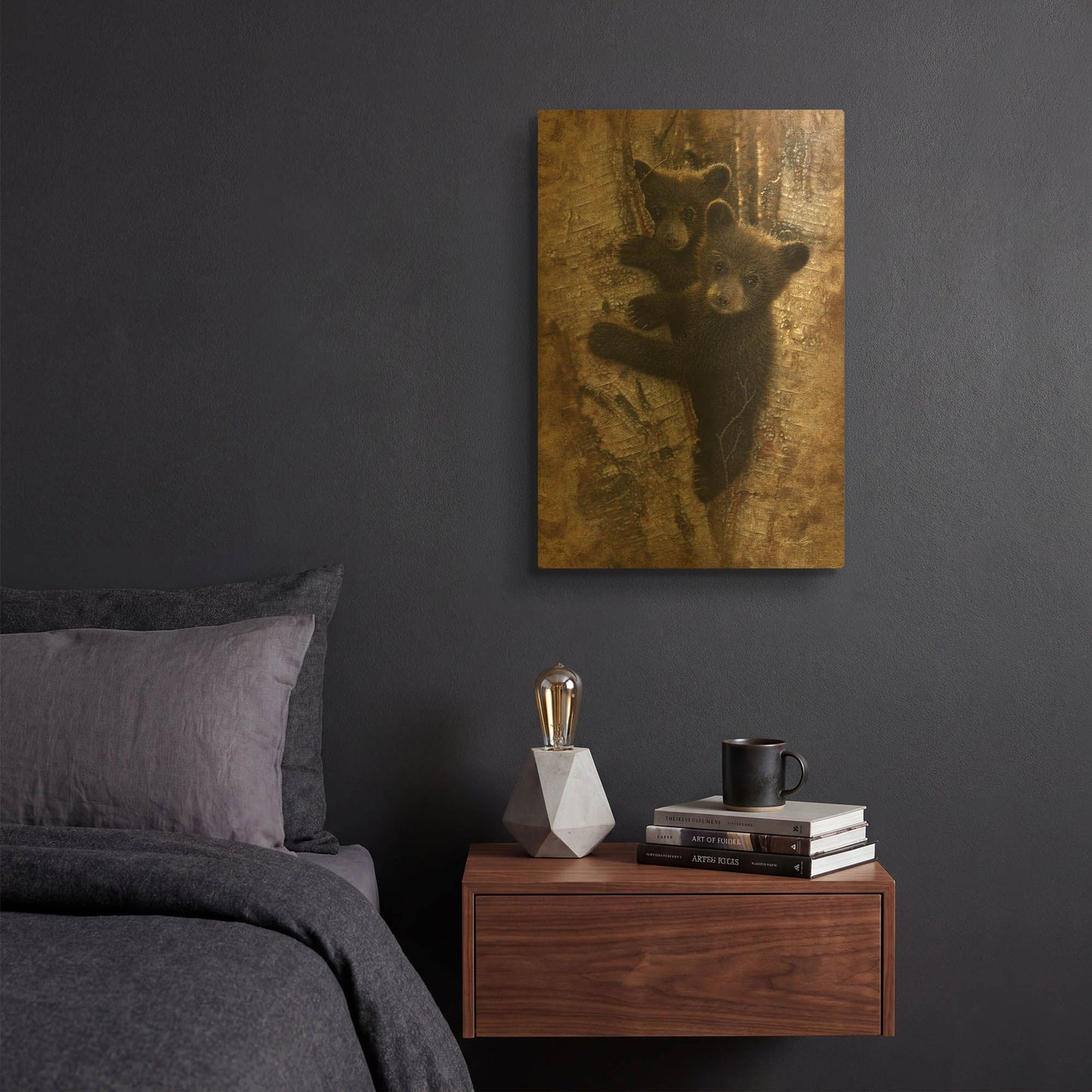 'Curious Cubs' By Collin Bogle Gold Metal Wall Art
