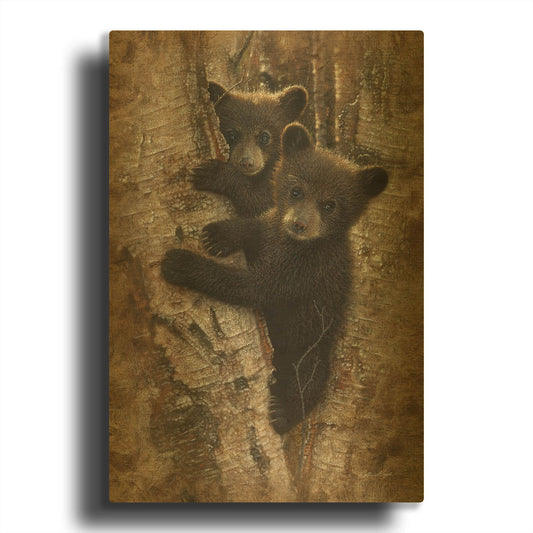 'Curious Cubs' By Collin Bogle Gold Metal Wall Art