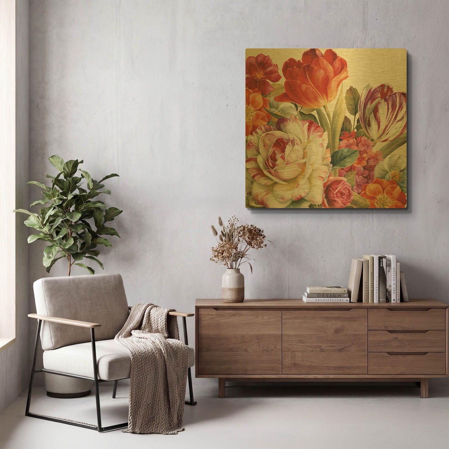 'Garden View Tossed' By Lisa Audit Gold Metal Wall Art