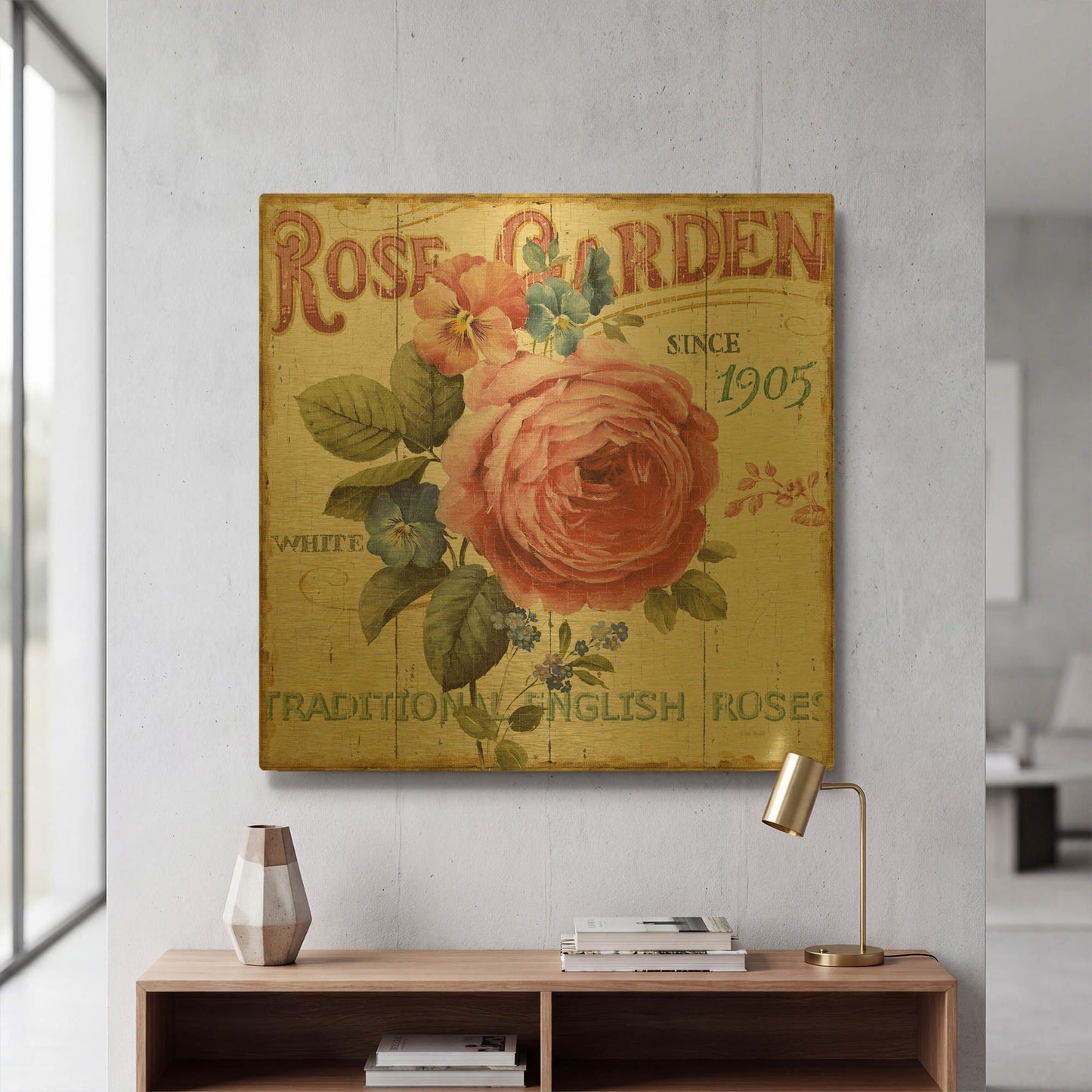 'Rose Garden I' By Lisa Audit Gold Metal Wall Art