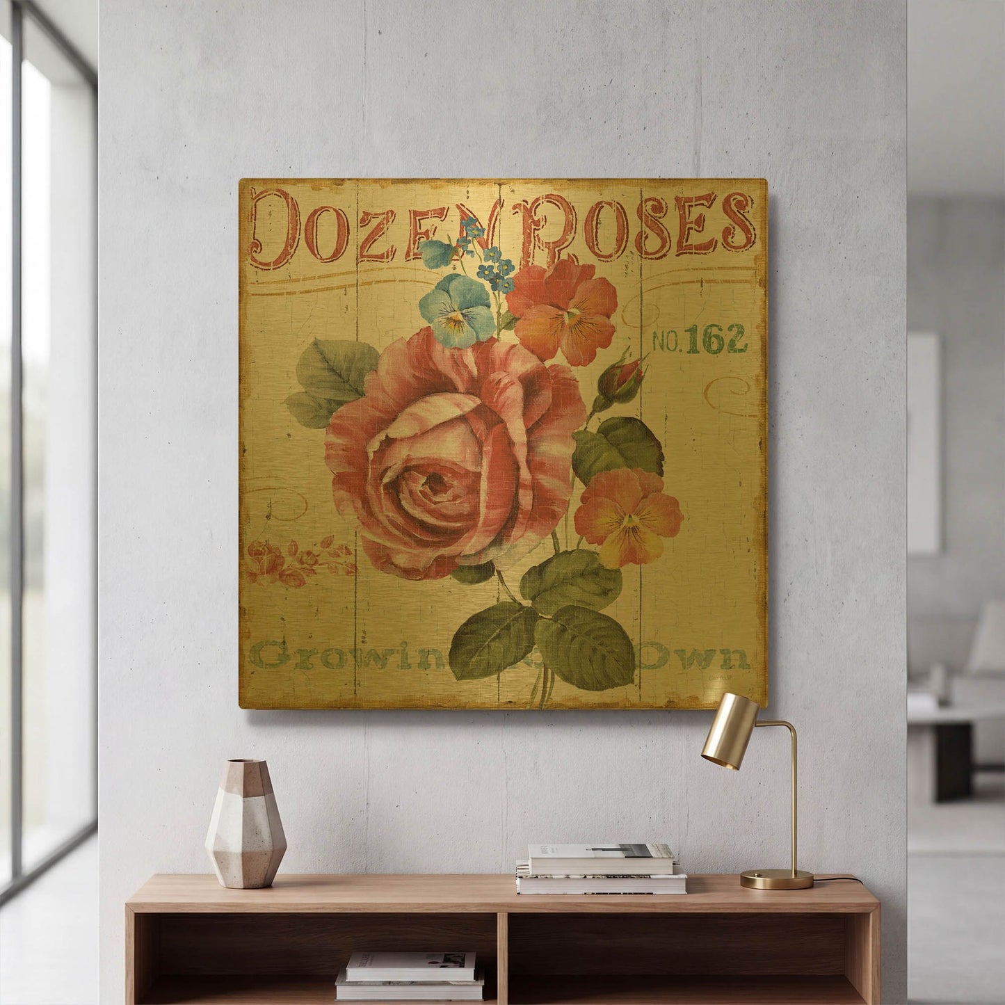 'Rose Garden II' By Lisa Audit Gold Metal Wall Art