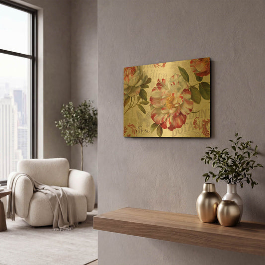 'Spring Flair I' By Lisa Audit Gold Metal Wall Art