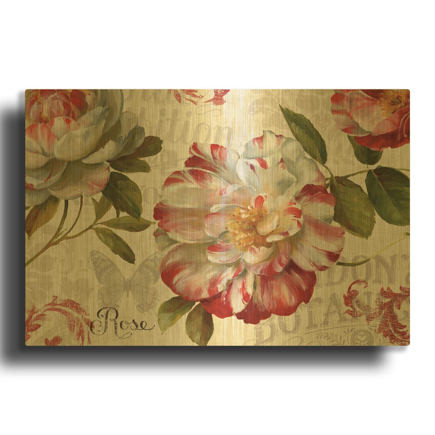 'Spring Flair I' By Lisa Audit Gold Metal Wall Art