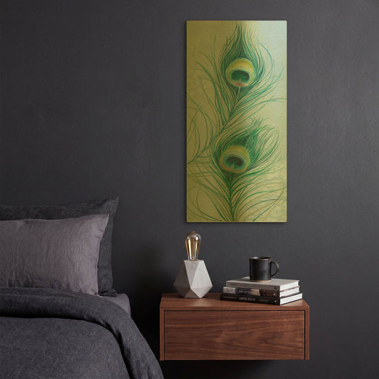 'Blue Feathered Peacock V' By Lisa Audit Gold Metal Wall Art