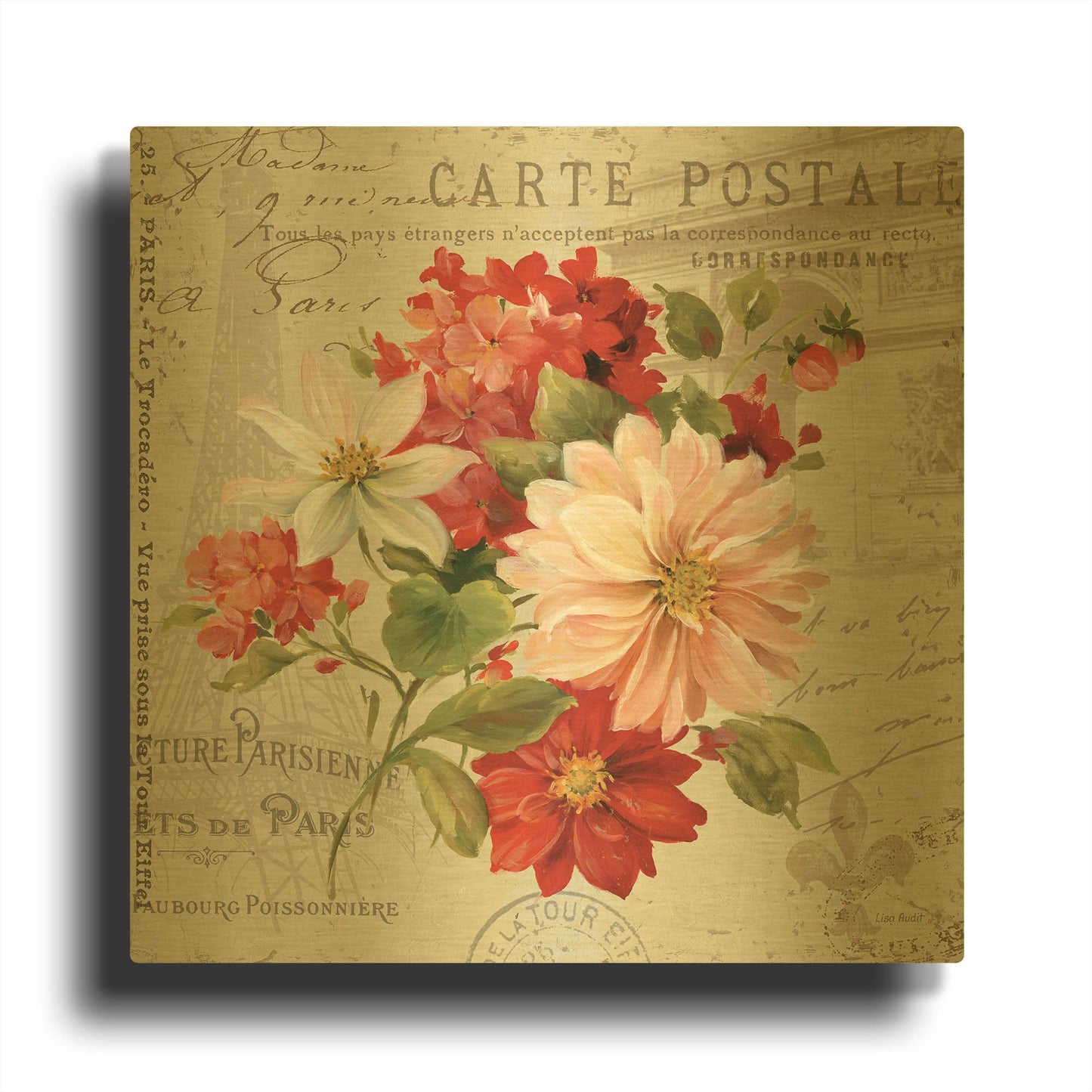 'PS Je Taime Light II' By Lisa Audit Gold Metal Wall Art