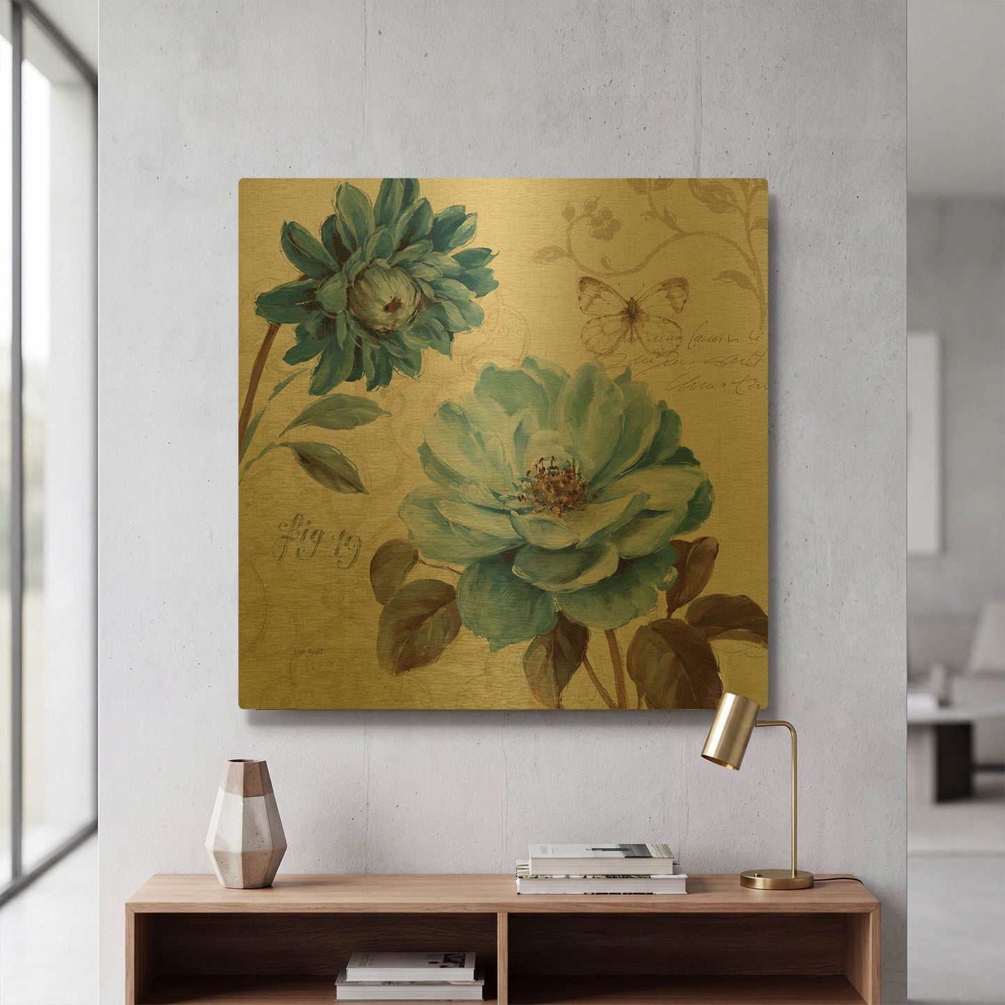 'A Blue Note III' By Lisa Audit Gold Metal Wall Art