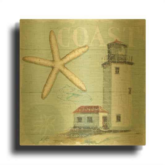 'Beach House II' By Lisa Audit Gold Metal Wall Art