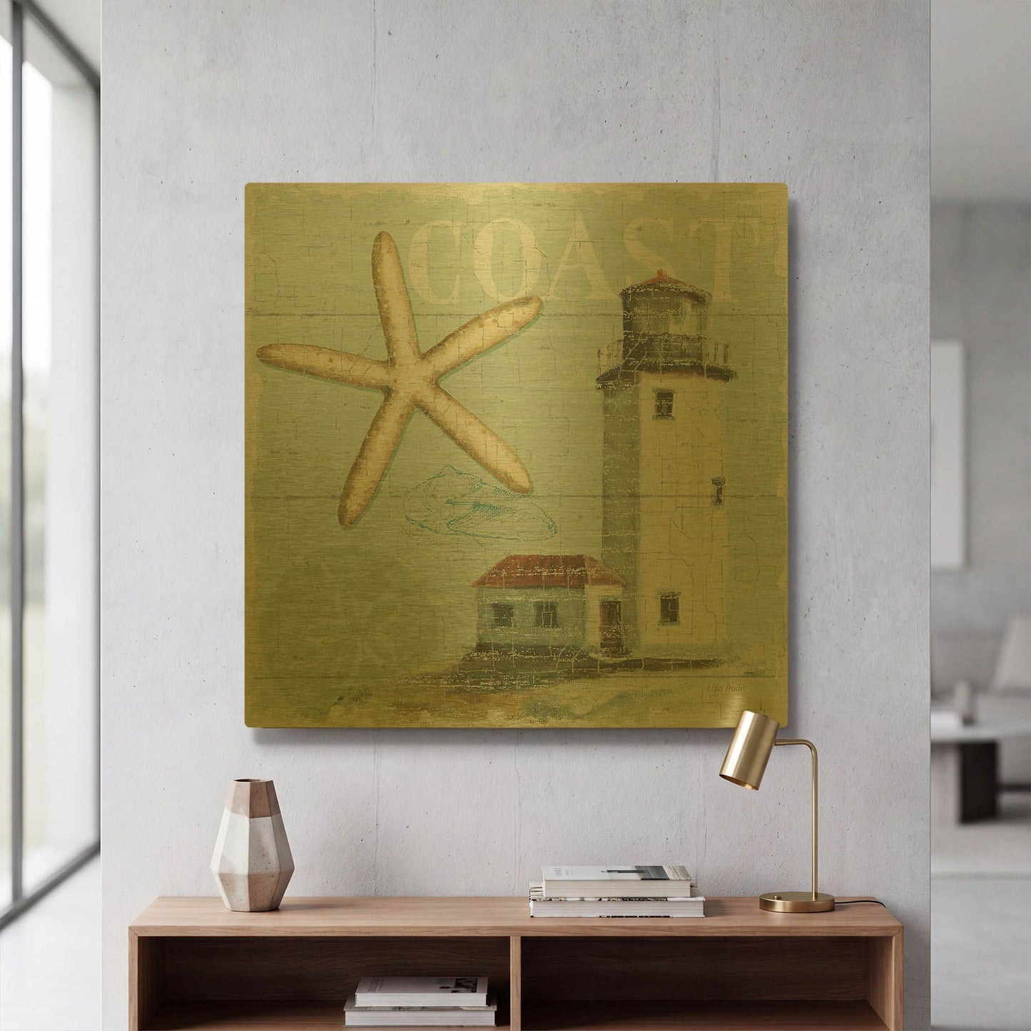 'Beach House II' By Lisa Audit Gold Metal Wall Art