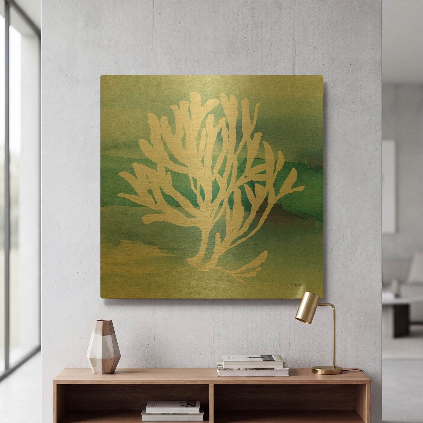 'Sea Life Coral I' By Lisa Audit Gold Metal Wall Art