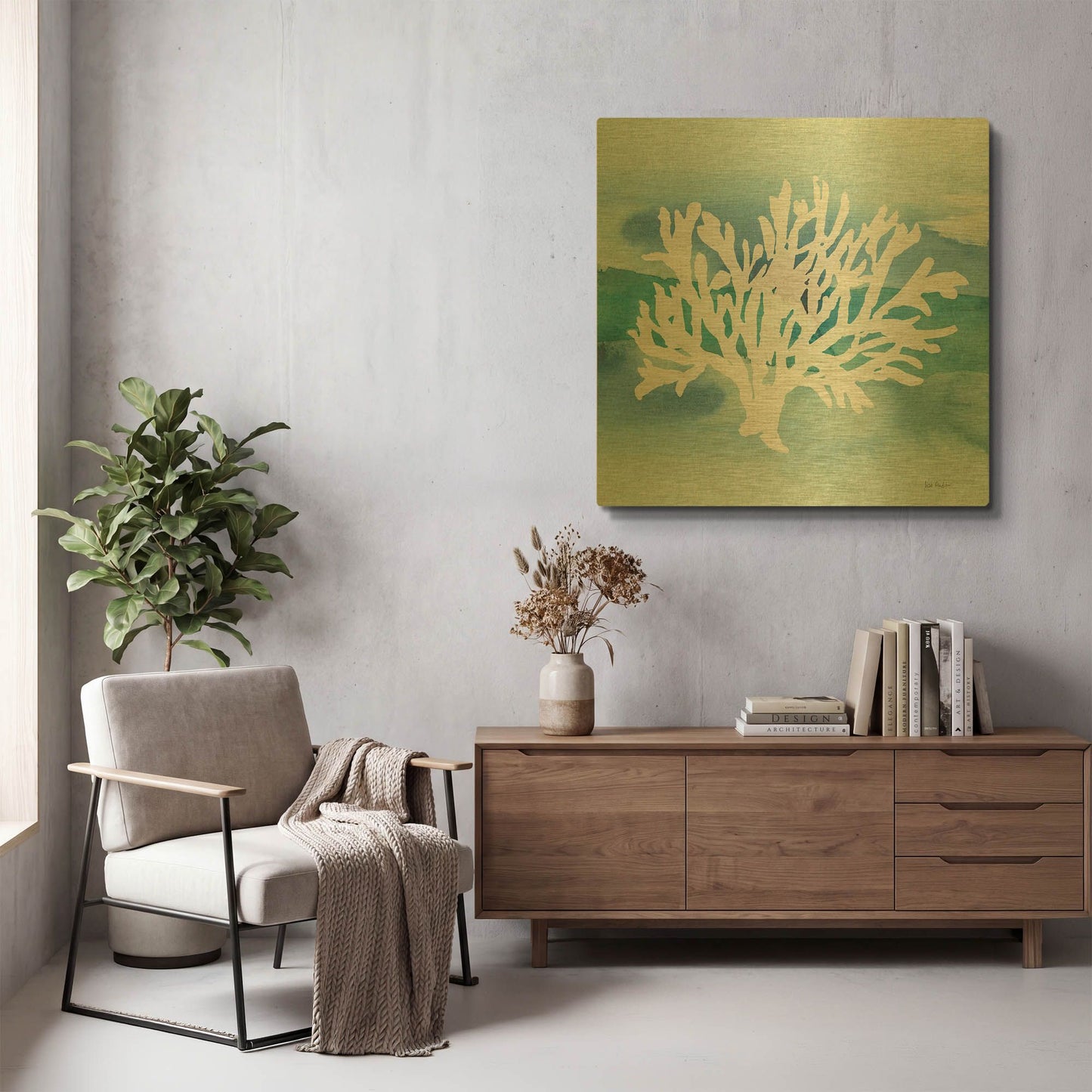'Sea Life Coral II' By Lisa Audit Gold Metal Wall Art