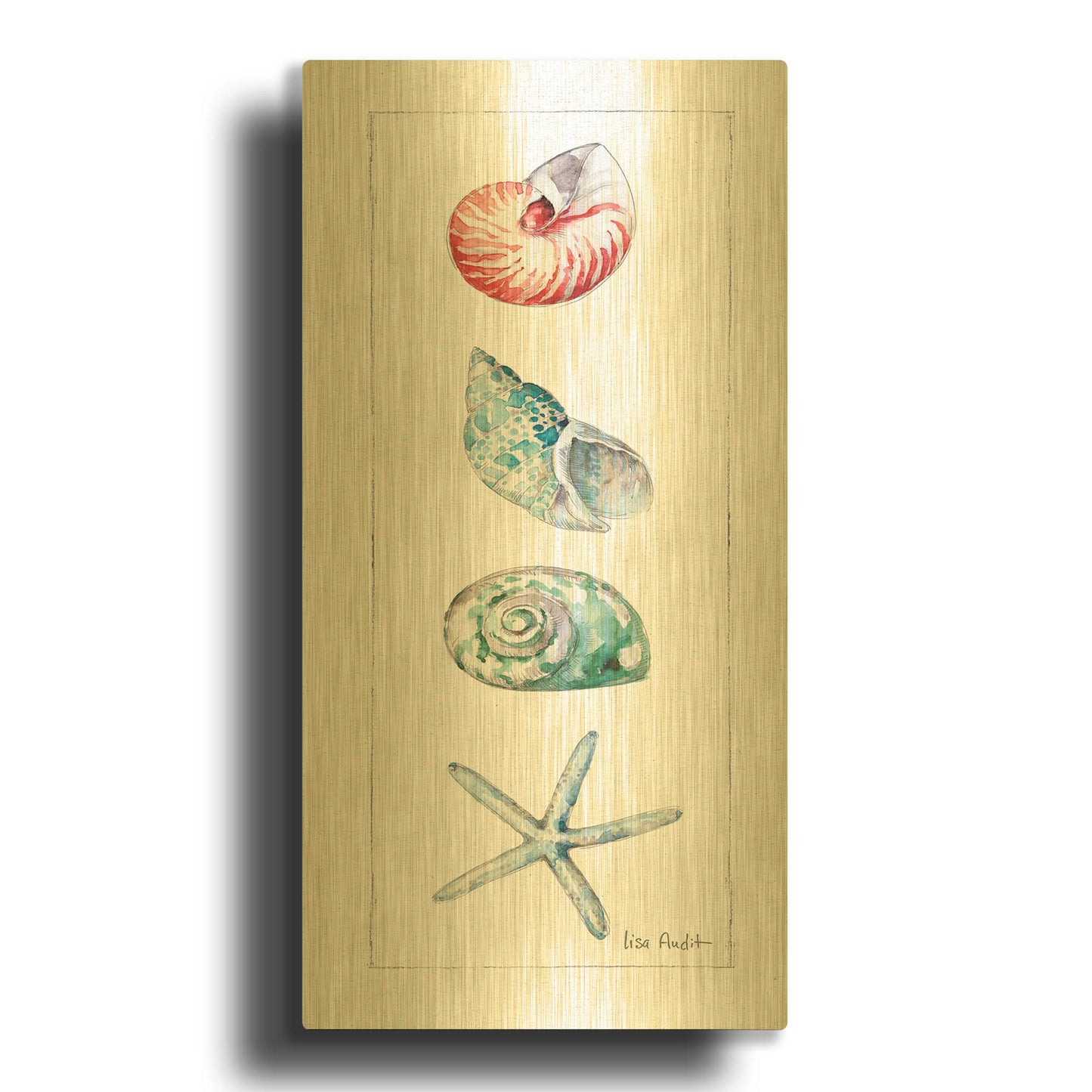 'Sea Finds IV' By Lisa Audit Gold Metal Wall Art