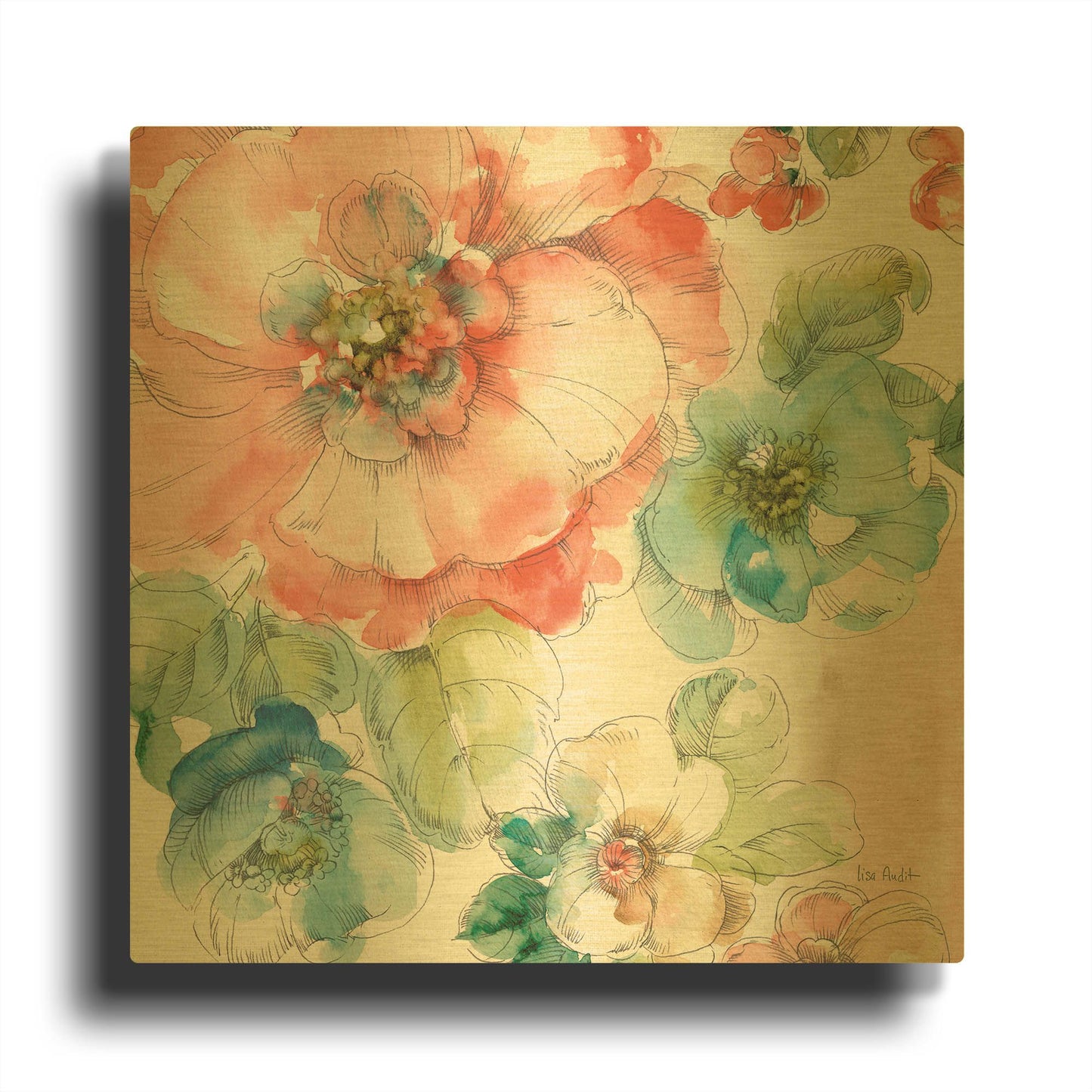 'Summer Bloom II' By Lisa Audit Gold Metal Wall Art